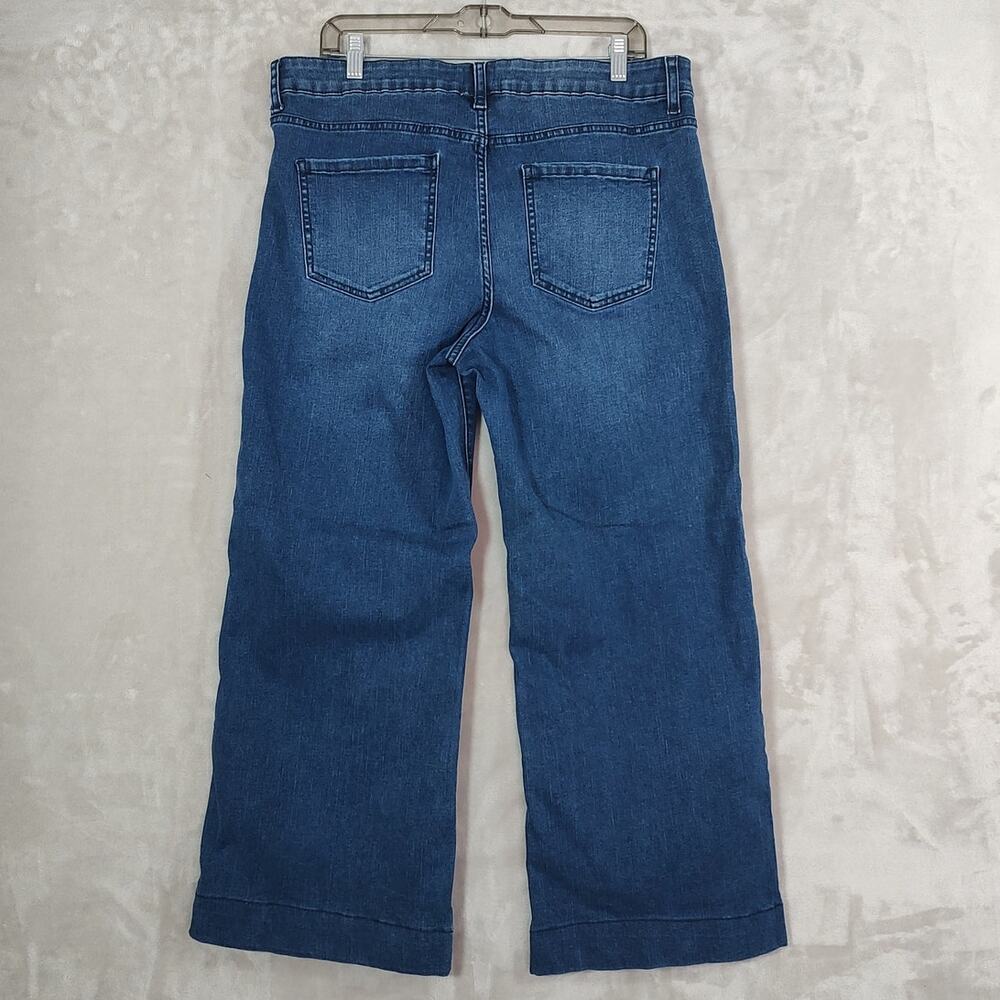 Women's High-Rise Wide-Leg Blue Jeans Pintuck  Front Seam Size 16 EUC Time & Tru - Picture 15 of 15